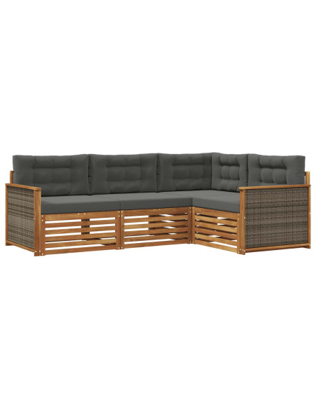 Set di divani da esterno con cuscino 4 pcs Naturale e Antracite