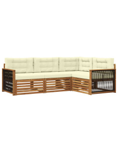 Set di divani da esterno con cuscino 4 pcs Naturale e Crema