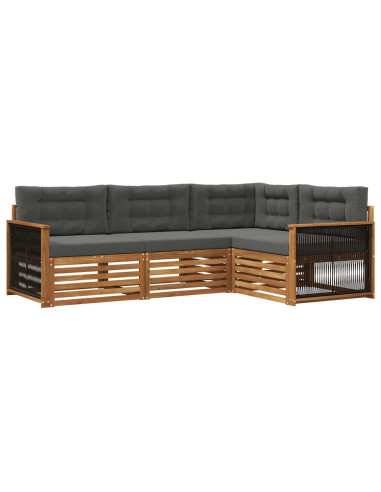Set di divani da esterno con cuscino 4 pcs Naturale e Antracite