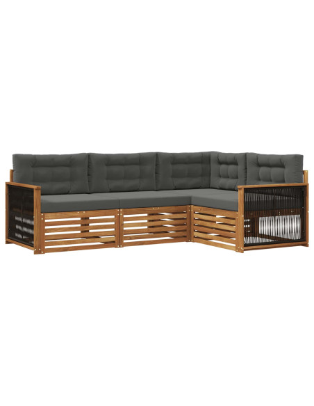 Set di divani da esterno con cuscino 4 pcs Naturale e Antracite