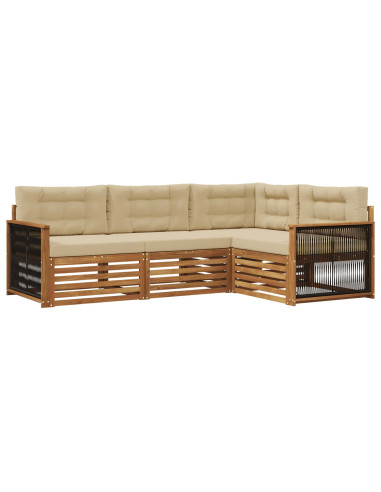 Set di divani da esterno con cuscino 4 pcs Naturale e Beige