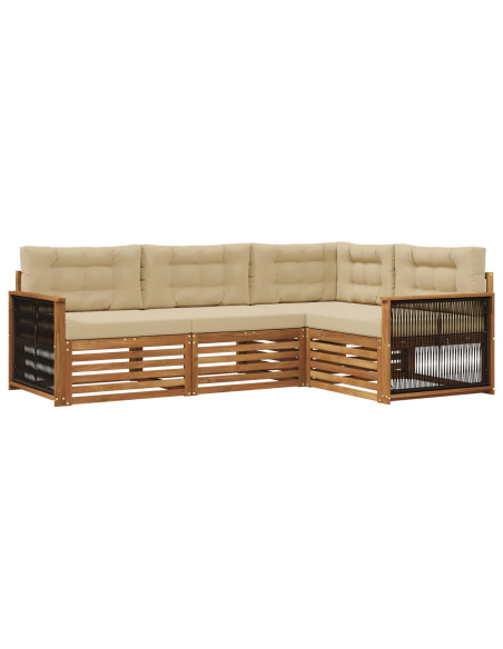 Set di divani da esterno con cuscino 4 pcs Naturale e Beige