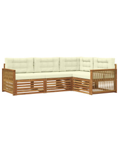Set di divani da esterno con cuscino 4 pcs Naturale e Crema