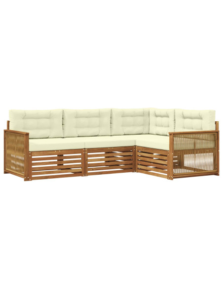 Set di divani da esterno con cuscino 4 pcs Naturale e Crema