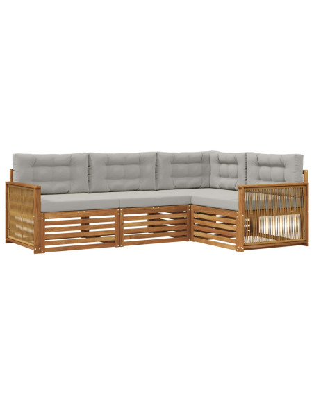 Set di divani da esterno 4 pcs Naturale e Grigio Chiaro