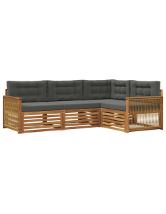 Set di divani da esterno con cuscino 4 pcs Naturale e Antracite