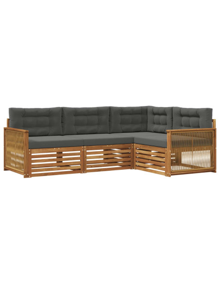 Set di divani da esterno con cuscino 4 pcs Naturale e Antracite