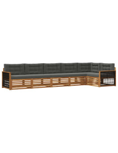Set di divani da esterno con cuscino 6 pcs Naturale e Antracite