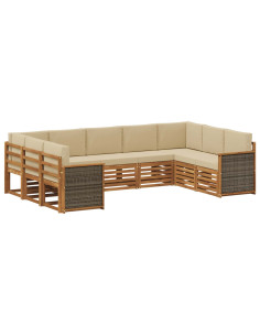 Set divano sezionale con cuscino 7 pcs Naturale