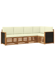 Set divano sezionale con cuscino 4 pcs Naturale e Crema