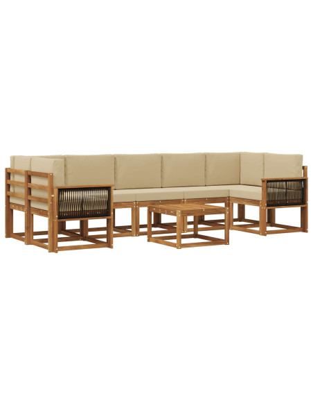 Set di divani da esterno con cuscino 6 pcs Naturale