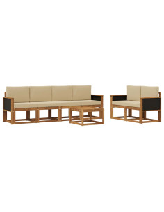Set di divani da esterno con cuscino 6 pcs Naturale