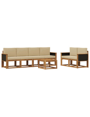 Set di divani da esterno con cuscino 6 pcs Naturale