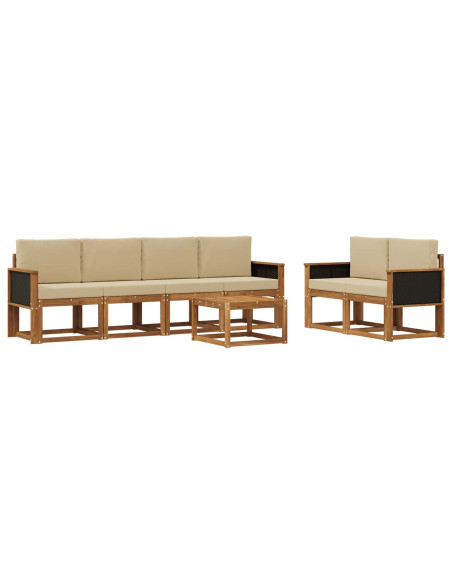 Set di divani da esterno con cuscino 6 pcs Naturale