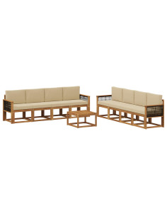 Set di divani da esterno con cuscino 7 pcs Naturale