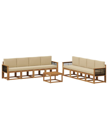 Set di divani da esterno con cuscino 7 pcs Naturale
