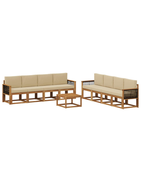 Set di divani da esterno con cuscino 7 pcs Naturale