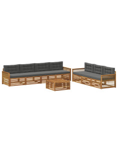 Set di divani da esterno con cuscino 8 pcs Naturale e Antracite
