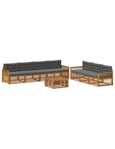 Set di divani da esterno con cuscino 8 pcs Naturale e Antracite