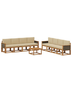 Set di divani da esterno con cuscino 7 pcs Naturale