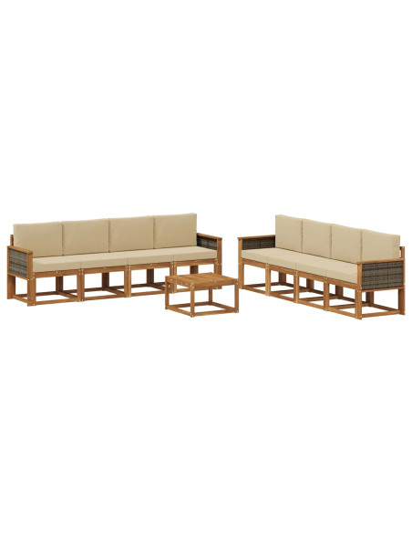 Set di divani da esterno con cuscino 7 pcs Naturale