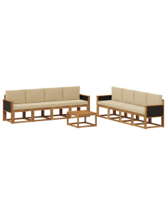 Set di divani da esterno con cuscino 7 pcs Naturale