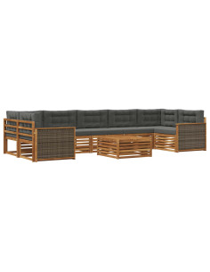 Set di divani da esterno con cuscino 8 pcs Naturale e Antracite
