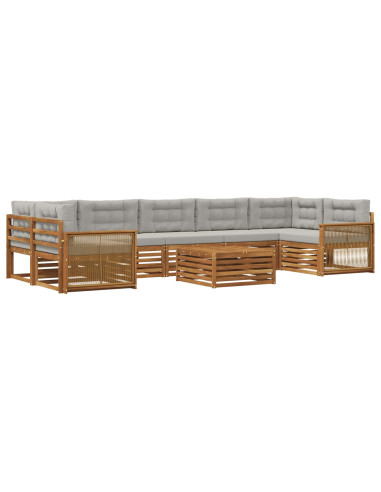 Set di divani da esterno 8 pcs Naturale e Grigio Chiaro