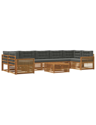 Set di divani da esterno con cuscino 8 pcs Naturale e Antracite