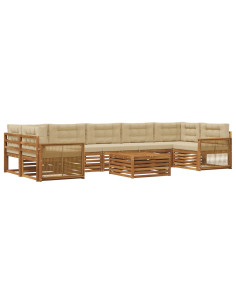 Set di divani da esterno con cuscino 8 pcs Naturale e Beige