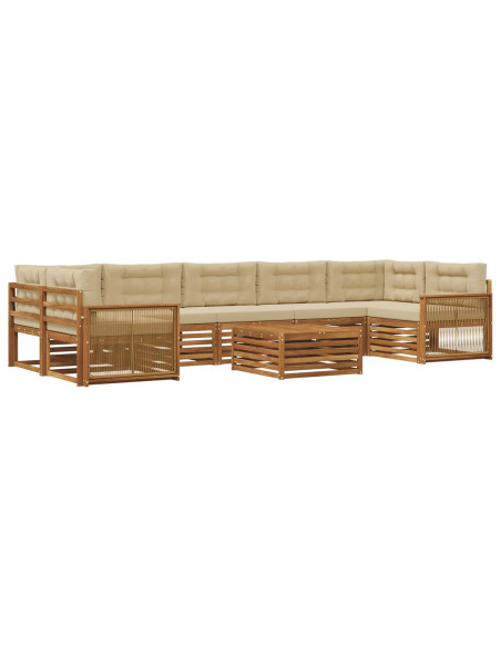 Set di divani da esterno con cuscino 8 pcs Naturale e Beige