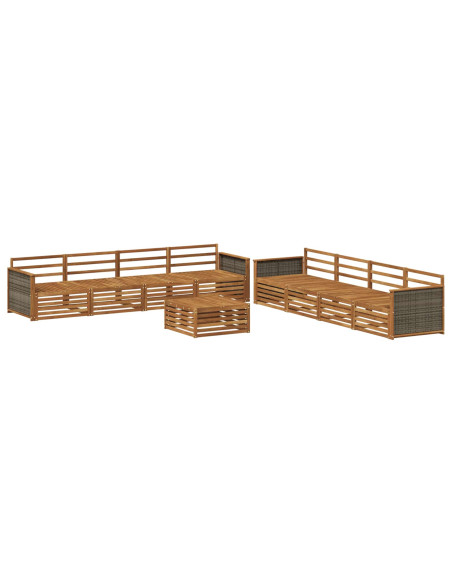 Set di divani da esterno 9 pcs Naturale