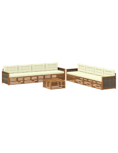 Set di divani da esterno con cuscino 9 pcs Naturale e Crema