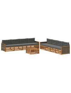 Set di divani da esterno con cuscino 9 pcs Naturale e Antracite