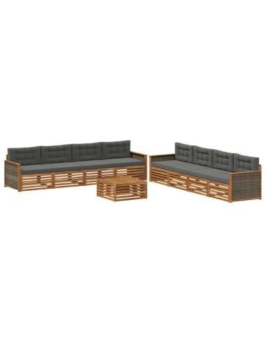 Set di divani da esterno con cuscino 9 pcs Naturale e Antracite