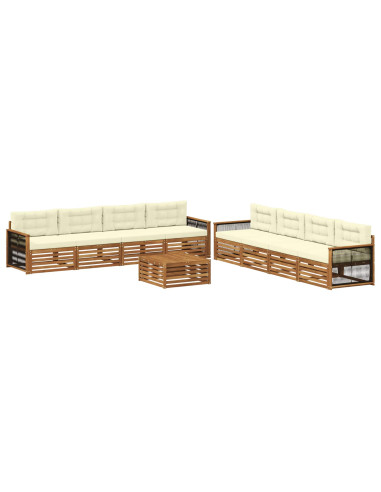 Set di divani da esterno con cuscino 9 pcs Naturale e Crema