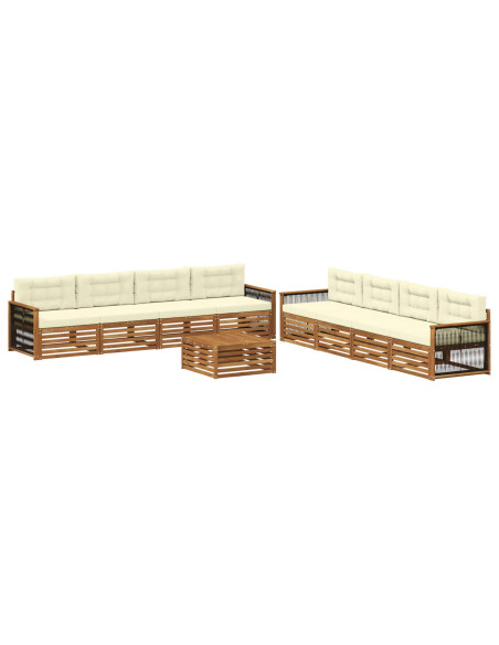 Set di divani da esterno con cuscino 9 pcs Naturale e Crema