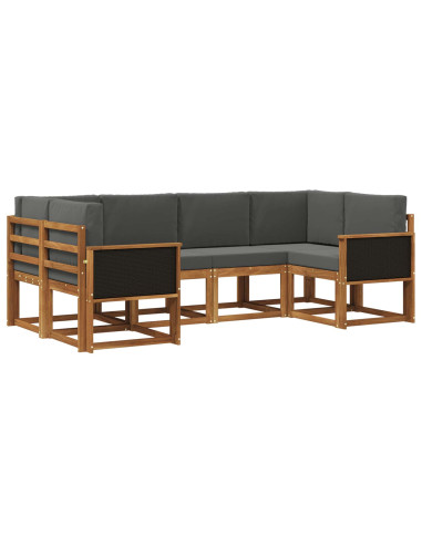 Set di divani da esterno con cuscino 6 pcs Naturale e Antracite