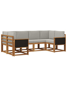 Set di divani da esterno 6 pcs Naturale e Grigio Chiaro