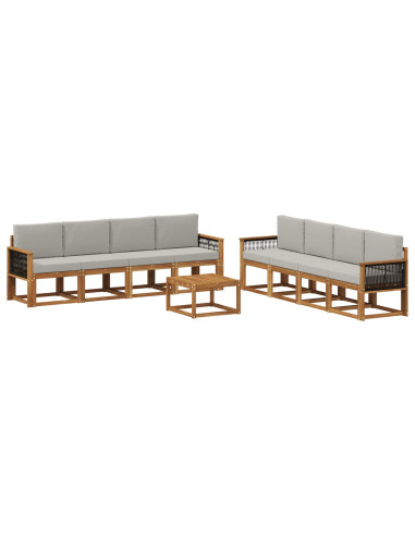 Set di divani da esterno 7 pcs Naturale e Grigio Chiaro