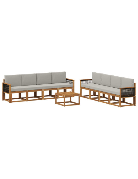 Set di divani da esterno 7 pcs Naturale e Grigio Chiaro
