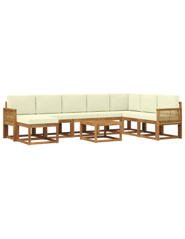 Set di divani da esterno con cuscino 9 pcs Naturale e Crema