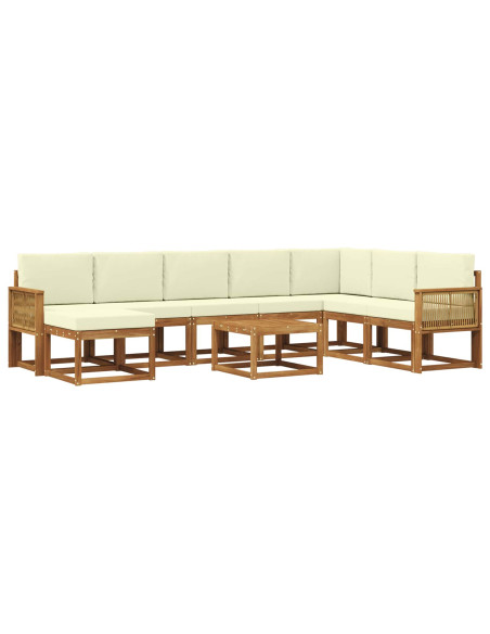 Set di divani da esterno con cuscino 9 pcs Naturale e Crema