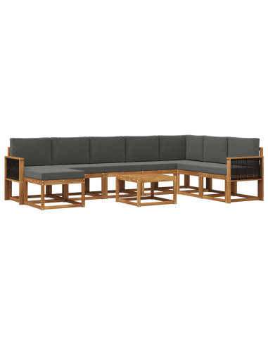 Set di divani da esterno con cuscino 9 pcs Naturale e Antracite