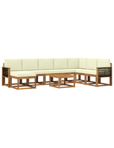 Set di divani da esterno con cuscino 9 pcs Naturale e Crema