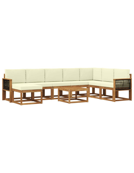 Set di divani da esterno con cuscino 9 pcs Naturale e Crema