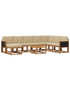 Set di divani da esterno con cuscino 9 pcs Naturale e Beige