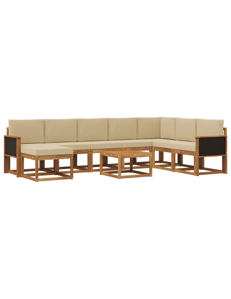 Set di divani da esterno con cuscino 9 pcs Naturale e Beige