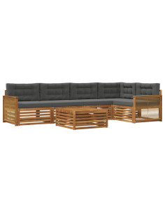 Set di divani da esterno con cuscino 6 pcs Naturale e Antracite