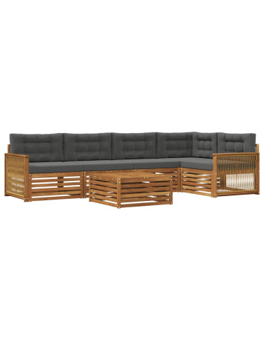 Set di divani da esterno con cuscino 6 pcs Naturale e Antracite